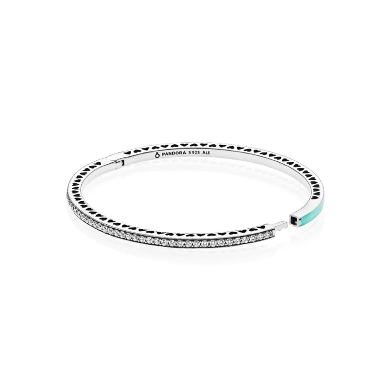 (imagem para) Bracelete PANDORA Rígido Corações Radiantes Menta - 590537EN105 - Visualizar 2