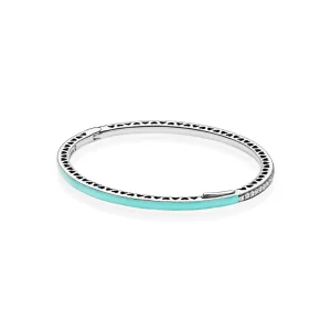 (imagem para) Bracelete PANDORA Rígido Corações Radiantes Menta - 590537EN105