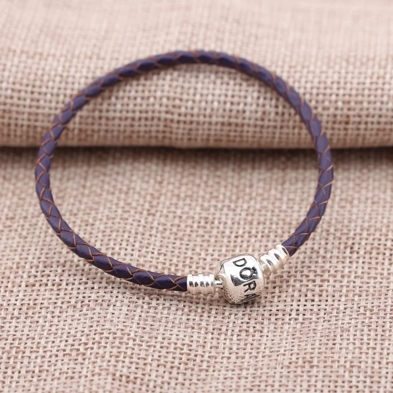 (imagem para) Bracelete PANDORA De Couro Roxa Com O Fecho - Visualizar 2