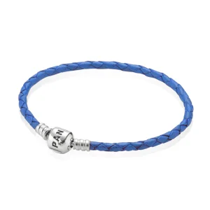 (imagem para) Bracelete PANDORA De Couro Azul Com O Fecho