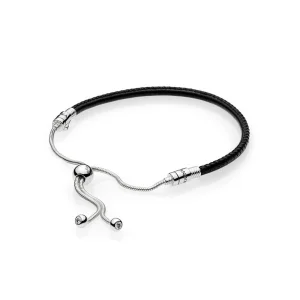 (imagem para) Bracelete Pandora Cordão De Couro Preto