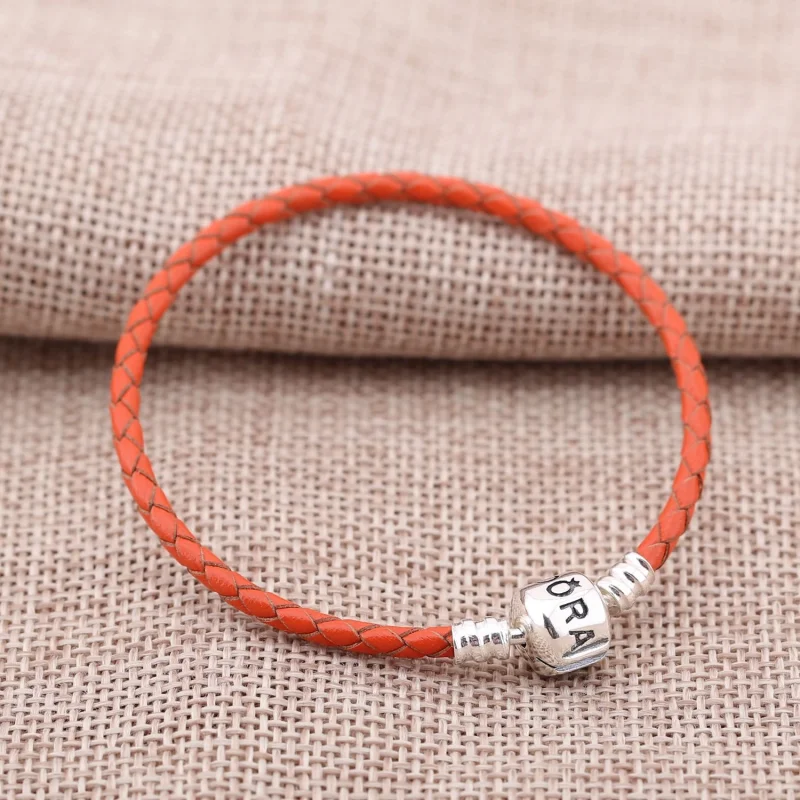 (imagem para) Bracelete PANDORA De Couro Laranja Com O Fecho - Visualizar 2