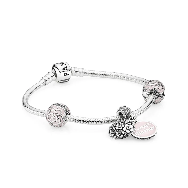 (imagem para) Pulseira Pandora Com Berloques de prata Mãe