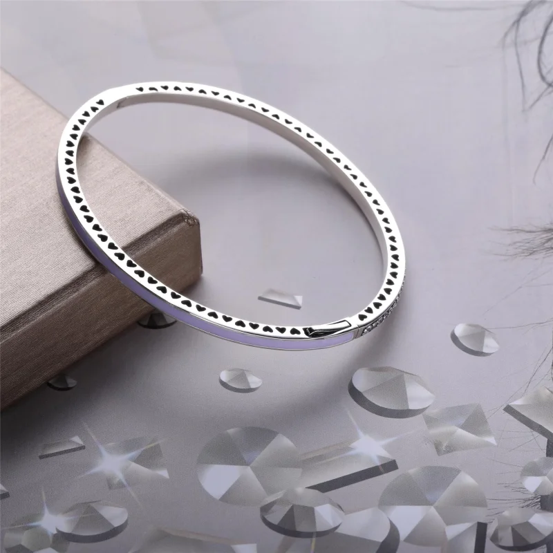 (imagem para) Bangle Radiant Hearts of PANDORA Roxa - 590537EN66 - Pulseiras - Visualizar 3