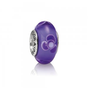 Charm PANDORA de Prata e Murano Roxo Flores para Você - 790643 Charm PANDORA de Prata e Murano Roxo Flores para Você - 790643