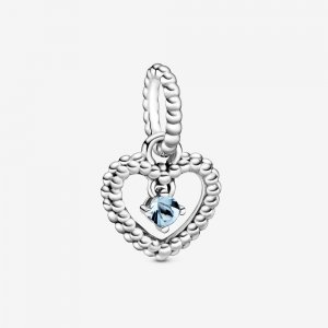Charm Pendente Coração Esferas Azul Piscina - Mês De Março - 798854C01
