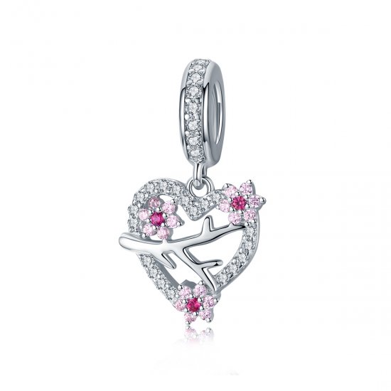 Charm Pendente Coração em Flor de Ameixa estilo Pandora - BSC151  Clique na imagem para fechar