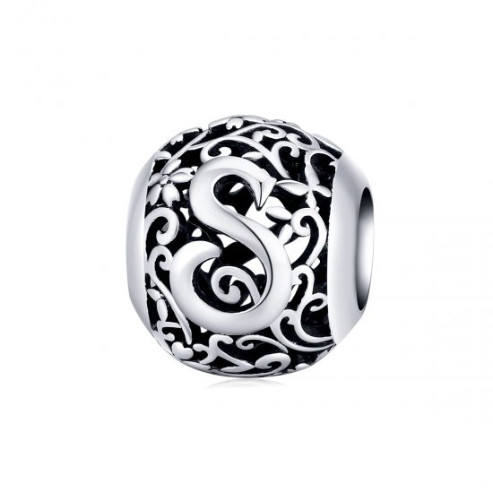 Charm Flores com orifícios, letra S estilo Pandora - SCC1444-S  Clique na imagem para fechar