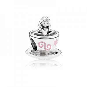 Charm Pandora de prata Disney, Alice no copo de chá do país das maravilhas Charm Pandora de prata Disney, Alice no copo de chá do país das maravilhas