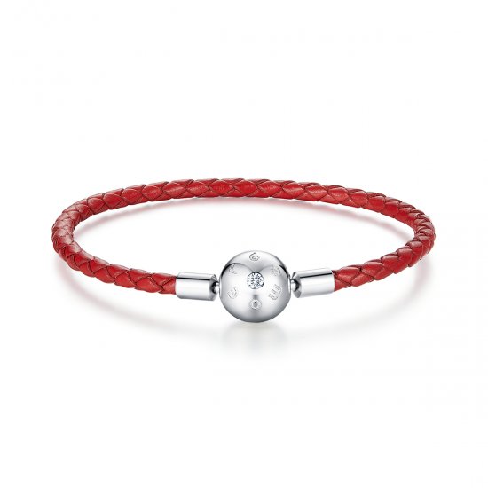 Pulseira de couro vermelho Pandora - BSB042  Clique na imagem para fechar