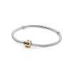 Pulseira pandora prata de Lei com fecho de Ouro - 590702HG