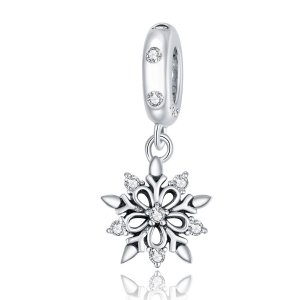 Charm Pendente Floco de neve de cristal balançando estilo Pandora - SCC1649 Charm Pendente Floco de neve de cristal balançando estilo Pandora - SCC1649