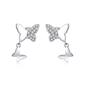 Brincos Petit Amor borboleta estilo Pandora - SCE1017 Brincos Petit Amor borboleta estilo Pandora - SCE1017