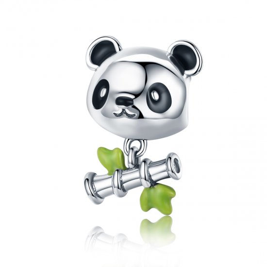 Charm Panda adora comer bambu estilo Pandora - SCC325  Clique na imagem para fechar