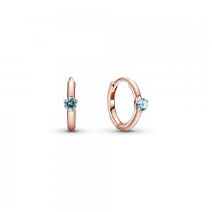 Brinco Argolas Paciência Azul Claro Huggie Pandora Rosa - 289304C02