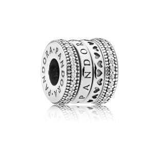 Charm PANDORA Signature - Corações e Pavê Giratórios - 797402CZ Charm PANDORA Signature - Corações e Pavê Giratórios - 797402CZ