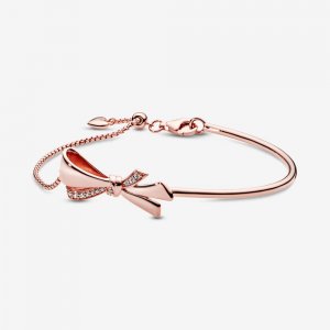 Bracelete Pandora Rígido Laço ornamentado Rosa - 587242CZ