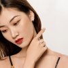 Conjunto de joias Dois tons Pluma estilo Pandora - SET012