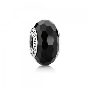 Charm PANDORA de Prata e Murano Facetado Preto - 791069