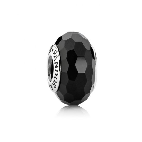 Charm PANDORA de Prata e Murano Facetado Preto - 791069  Clique na imagem para fechar