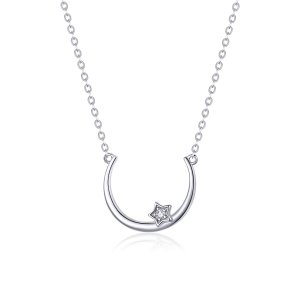 Colar Estrela offset círculo estilo Pandora - SCN382 Colar Estrela offset círculo estilo Pandora - SCN382