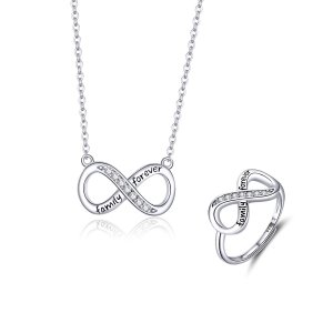 Conjunto de joias Dois tons Amor sem fim estilo Pandora - SET010 Conjunto de joias Dois tons Amor sem fim estilo Pandora - SET010