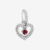 Charm Pendente Coração Esferas Vermelho Claro - Mês De Julho - 798854C02 Charm Pendente Coração Esferas Vermelho Claro - Mês De Julho - 798854C02