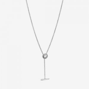 Colar Pavé Circle Logo T-bar Heart Pandora - 399050C01-80 Colar Pavé Circle Logo T-bar Heart Pandora - 399050C01-80
