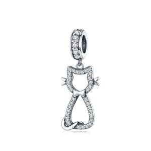 Charm Pendente Gato adorável estilo Pandora - SCC1162 Charm Pendente Gato adorável estilo Pandora - SCC1162