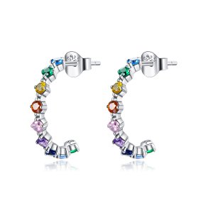 Brincos Petit Palavras de arco-íris estilo Pandora - SCE1014 Brincos Petit Palavras de arco-íris estilo Pandora - SCE1014