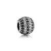 Charm PANDORA De Prata Pavê Listrado Preto E Branco Charm PANDORA De Prata Pavê Listrado Preto E Branco