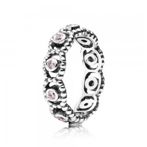 Anel PANDORA de prata com zircônia cúbica rosa - 190881PCZ