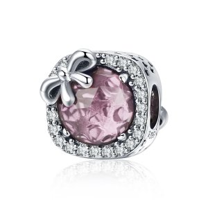 Charm Laço Pavé Rosa estilo Pandora - SCC1058-PK Charm Laço Pavé Rosa estilo Pandora - SCC1058-PK