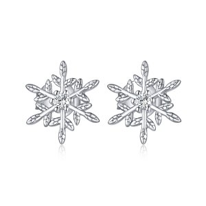 Brincos Petit Flocos De Neve Românticos estilo Pandora - BSE424 Brincos Petit Flocos De Neve Românticos estilo Pandora - BSE424