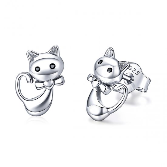 Brincos Petit Gato pegajoso estilo Pandora - SCE450  Clique na imagem para fechar