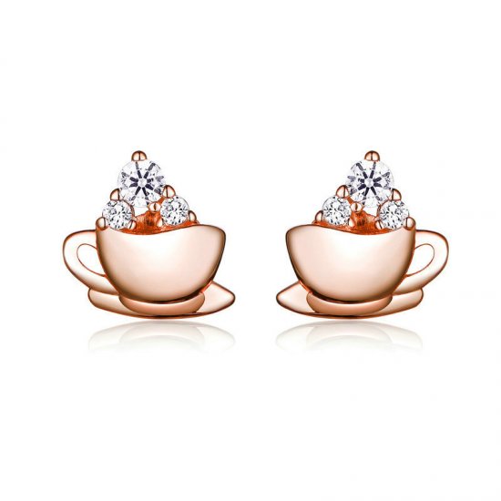 Brincos Petit Café da tarde estilo Pandora Rose - SCE592  Clique na imagem para fechar