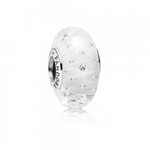 Charm PANDORA de Prata e Murano Fizzle Branco