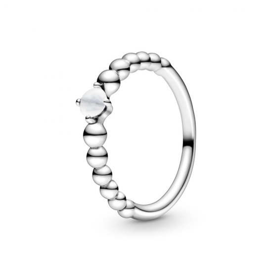 Anel Milky White Beaded Pandora - 198867C04  Clique na imagem para fechar