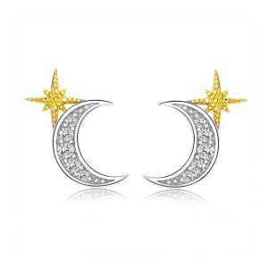 Brincos Petit Luz lunar estilo Pandora - SCE729 Brincos Petit Luz lunar estilo Pandora - SCE729