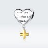 Charm Pendente Dois tons Com Deus tudo é possivel estilo Pandora - BSC309