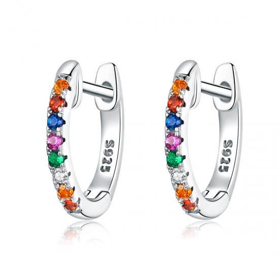 Brinco Argolas Zircão Colorido estilo Pandora - SCE721  Clique na imagem para fechar