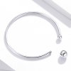 Bracelete Rigido Aberto Bola de prata estilo Pandora - SCB198