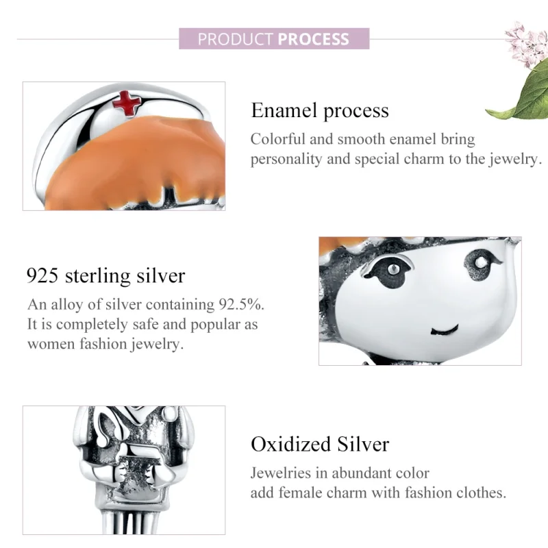 (imagem para) Charm Anjo de branco Enfermeira estilo Pandora - SCC1548 - Visualizar 8