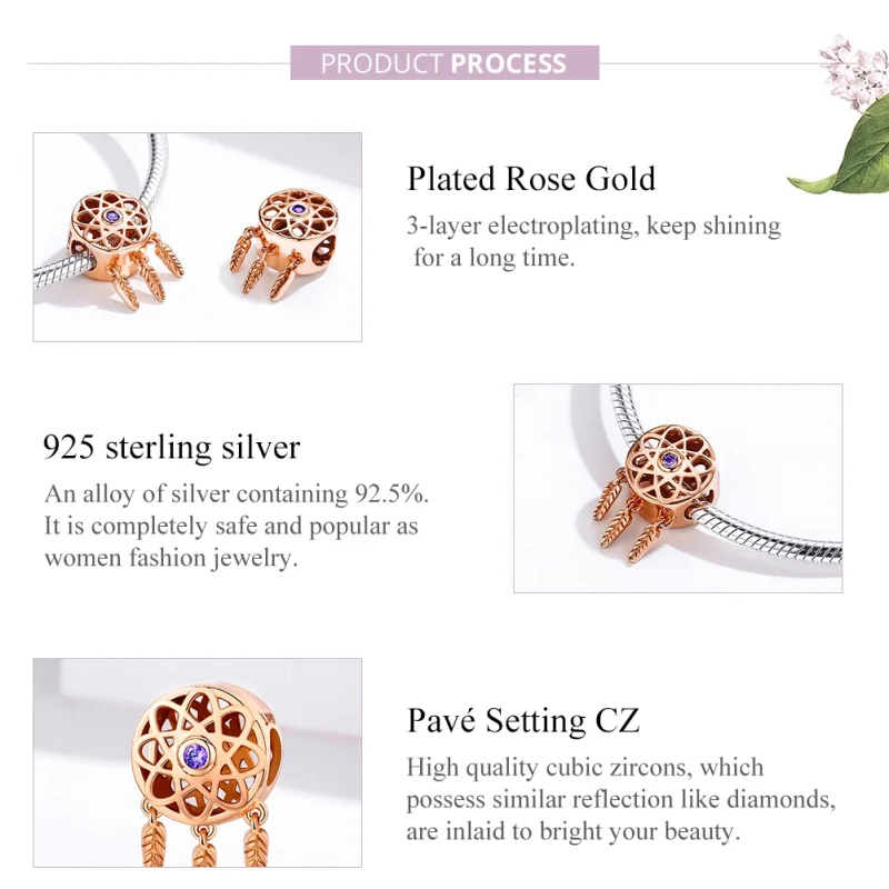 (imagem para) Charm Apanhador de Sonhos estilo Pandora Rosa - SCC330-C - Visualizar 8