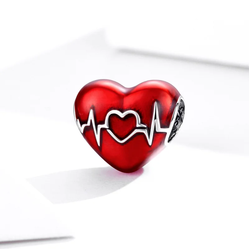 (imagem para) Charm Batimento cardíaco vermelho do amor estilo Pandora - SCC1569 - Visualizar 2