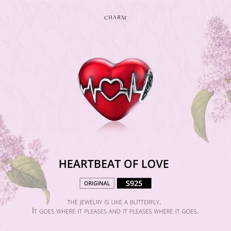 (imagem para) Charm Batimento cardíaco vermelho do amor estilo Pandora - SCC1569 - Visualizar 6