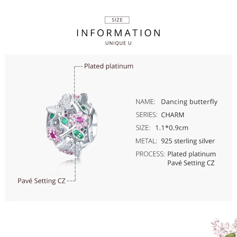 (imagem para) Charm Borboleta Dançante estilo Pandora - BSC116 - Visualizar 7