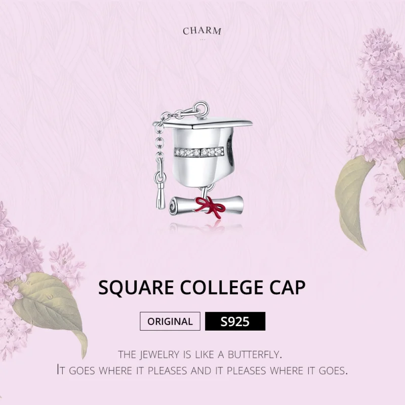 (imagem para) Charm Chapéu de formatura da faculdade estilo Pandora - BSC357 - Visualizar 6