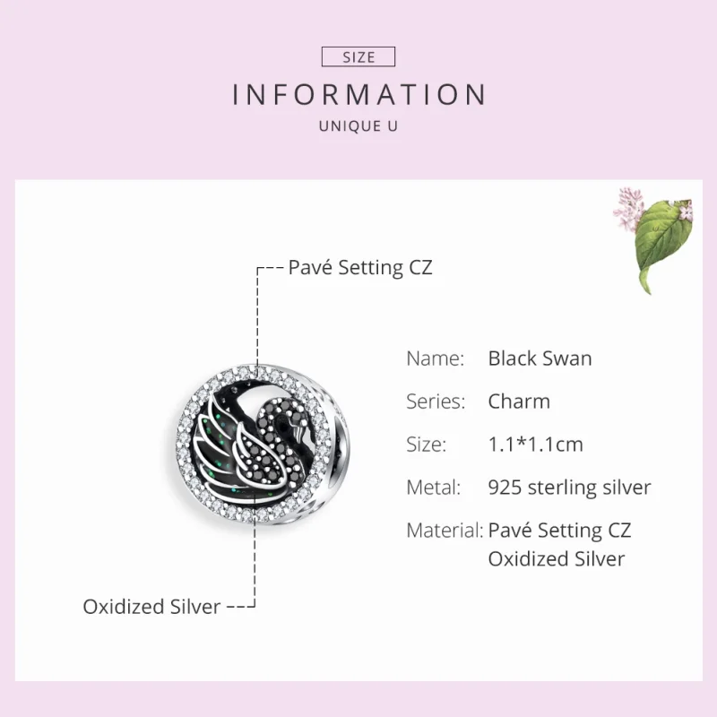 (imagem para) Charm Cisne Negro life Pandora - SCC1342 - Visualizar 7