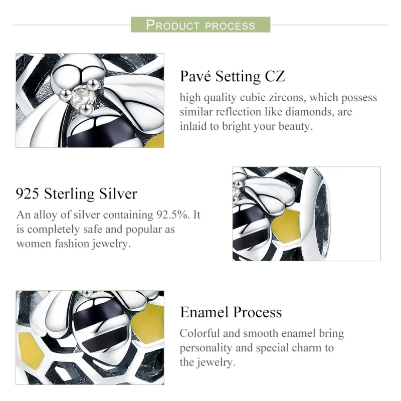 (imagem para) Charm Colmeia de abelha estilo Pandora - SCC779 - Visualizar 7